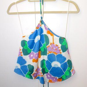 Zara Floral Halter Top -- Backless, Flowy, Retro, Size M